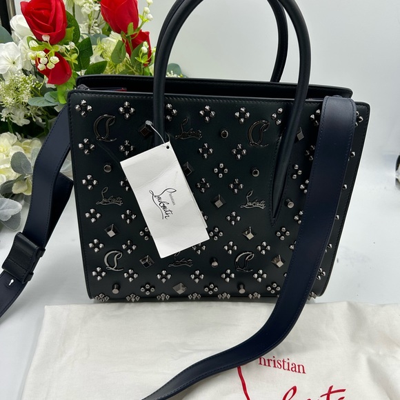 Women's Christian Louboutin studded monogram, leather tote with shoulder strap - Picture 3 of 16
